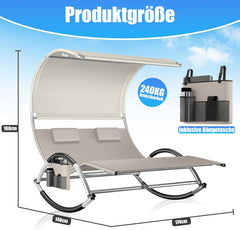 KESSER® Ligbed met zonnedak - Schommelstoel - Crème