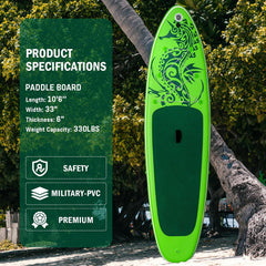 FEATH-R-LITE Opblaasbaar stand-up paddleboard, SUP met paddleboard, accessoires, multifunctionele paddleboards, antislip deck design voor volwassenen en jongeren, groen