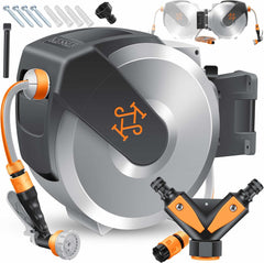 Wandslangenbox - Tuinslanghaspel - Tuinslang met haspel - 25 meter - Grijs