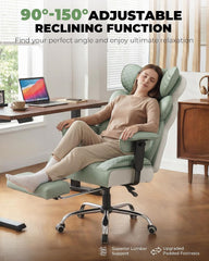 COMHOMA Ergonomische gamingstoel, 180 kg, met lendensteun en verstelbare voetensteun, hybride design van kunstleer en mesh, rugleuning 150 graden verstelbaar, hoge bureaustoel, groen - CH910