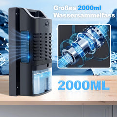 CITYBEE Luchtontvochtiger, elektrisch, 2000 ml, luchtontvochtiger voor kelder, slaapkamer, woning, dehumidifier met afstandsbediening, 24-uurs timer, uv-reiniging en slaapmodus
