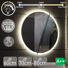 Badkamerspiegel met verlichting - Wandspiegel - 60 cm - Aquamarin®