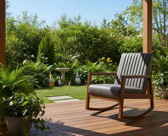 Schommelstoel - Fauteuil met armleuning - Relaxfauteuil - Relaxstoel - Grijs - Chairus