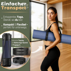 Yogamat - Fitness mat - Sportmat - Yoga mat extra dik - 183x61 cm - Donkerblauw - TRESKO