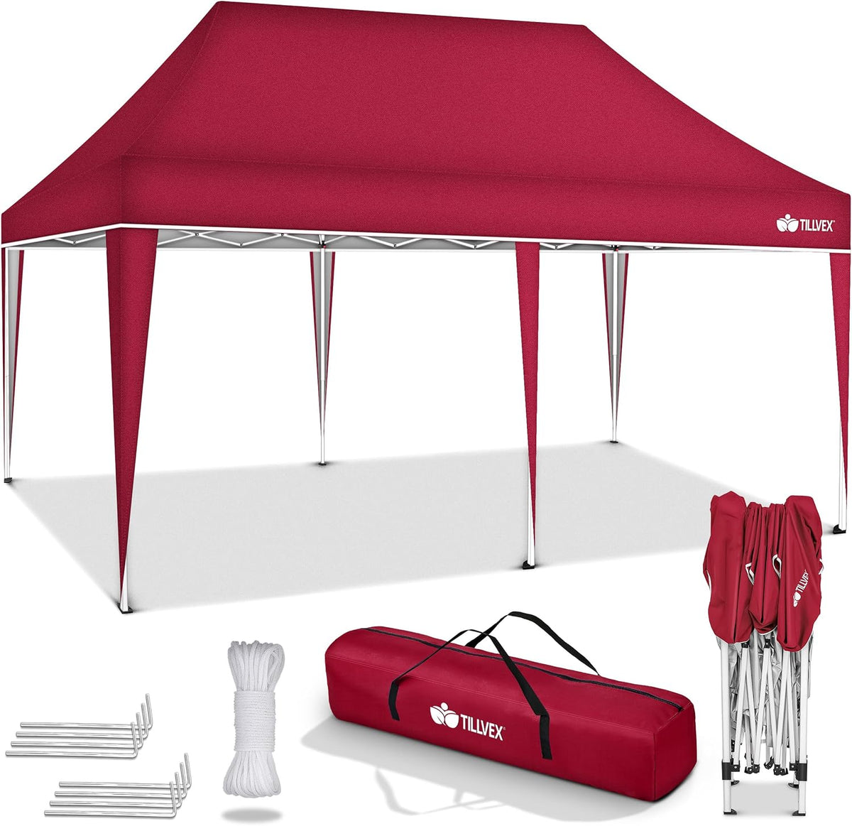 Tillvex® Partytent - 3x6m - Paviljoen - Easy Up - Rood •