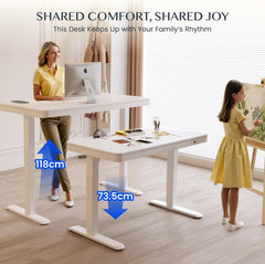 FLEXISPOT Q3 In hoogte verstelbaar bureau met led-hoogteweergave, geheugenfunctie en USB, elektrisch bureau met lade voor thuiskantoor, 120 x 60 cm (elegant wit)