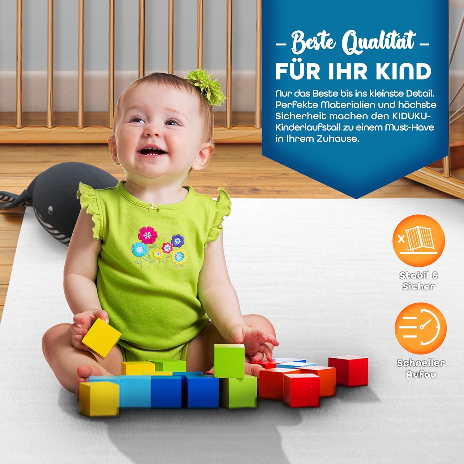 KIDUKU® XXL Babybox - Grondbox - Speelbox - Kinderbox - 7,2m - Bruin