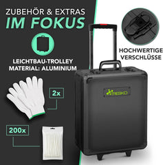 TRESKO Gereedschapskoffer, 1400-delig, gevulde gereedschapskist, professionele gereedschapstas, gereedschapsset, chroom-vanadium staal (groen)