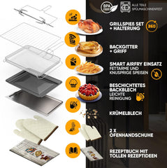 Vrijstaande oven - Hetelucht oven - 45 Liter - 2000W - Zwart - Stilstern