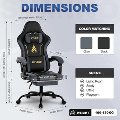 Symino Ergonomische Gaming stoel – Draaibaar, Verstelbaar/zwart-grijs