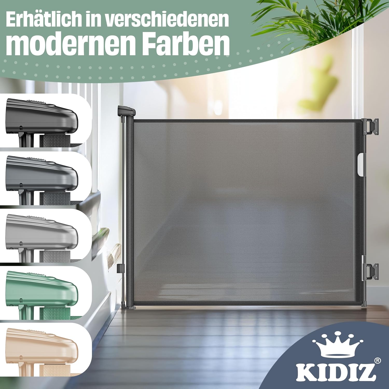 KIDIZ® Verstelbaar Traphekje - Veiligheidshekje - tot 180cm - Antraciet