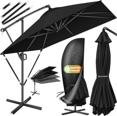 KESSER® Holly Parasol zonnescherm Rechthoekige + hoes + windvang met zwengel Zwengelparaplu met standaard UV-bescherming Waterafstotend aluminium 250cm x 250cm