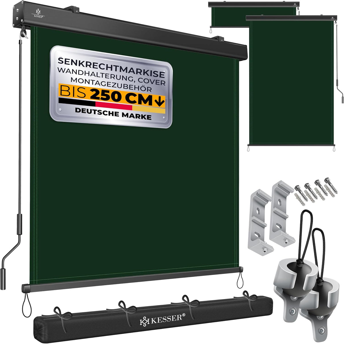 KESSER® Klemluifel - Balkonluifel - Zonwering - 140x250cm - Zwart