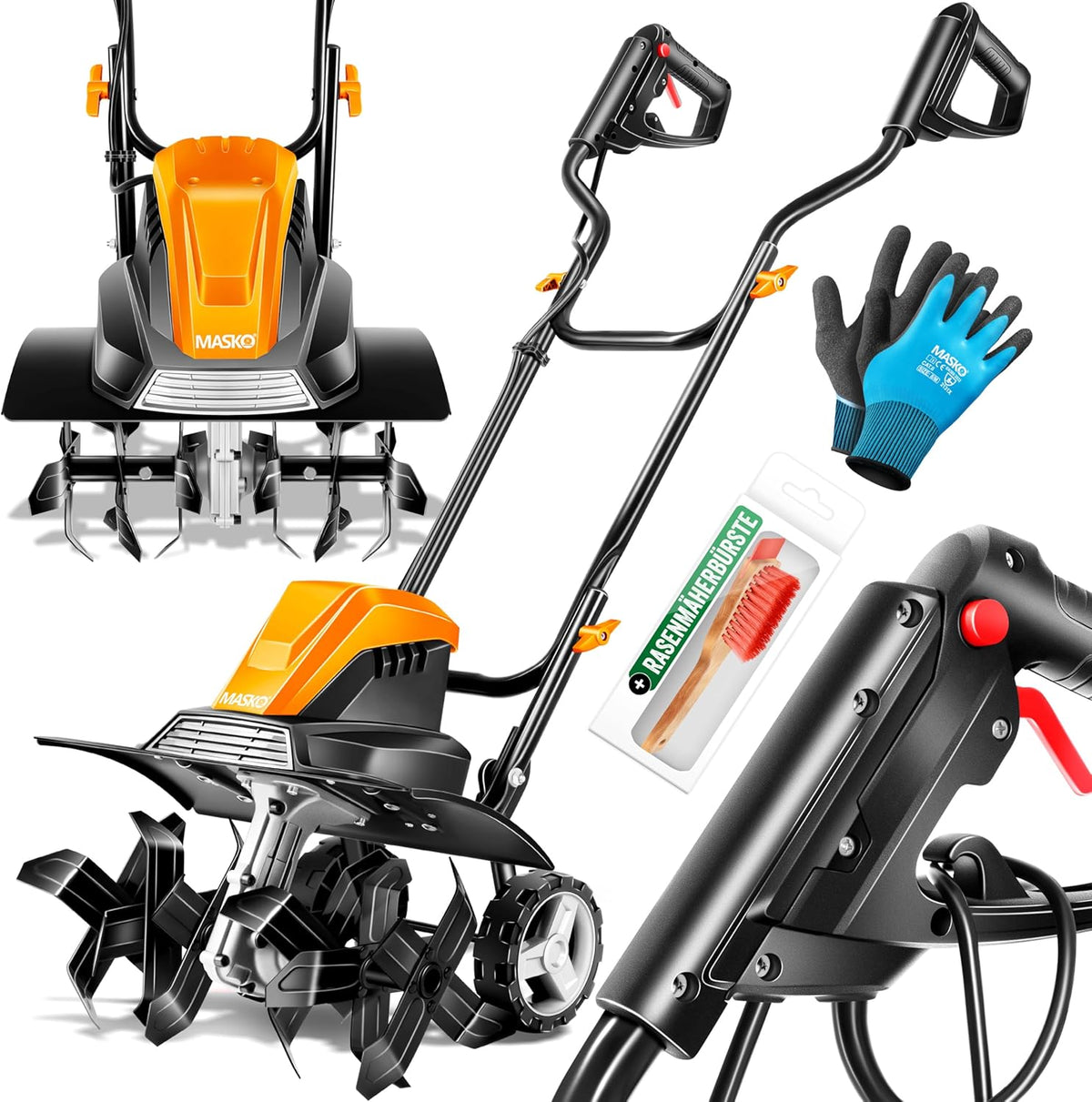 MASKO® Elektrische Motorhak - Tuinfrees - 1500W - Oranje •