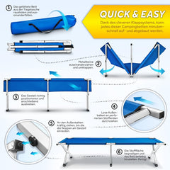 Veldbed - 1 Persoons - Kampeerbed - Stretcher - Blauw - TRESKO®