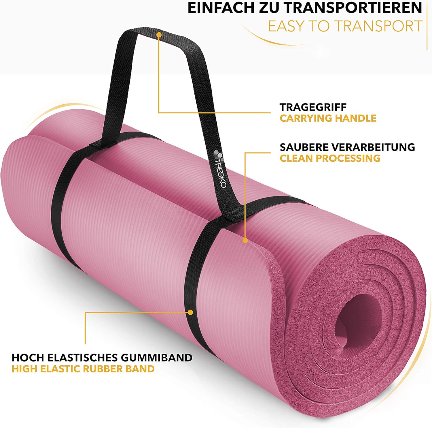 Yoga mat - Fitness mat - Sport mat - Anti slip - Extra dik - Roze