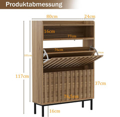 UEV Schoenenkast met 2 kleppen, smal, schoenenkast voor hal en woonkamer, schoencommode met kantelbeveiliging, schoenopslag, verstelbare scheidingswanden voor verschillende soorten schoenen