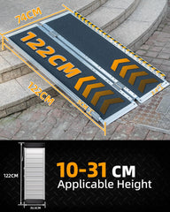 PURFINO Rolstoelhelling, 122 cm, belastbaar tot 363 kg, antislip aluminium, inklapbare rolstoelhelling met carborundum bekleding voor treden, deurdrempel, stoepranden, trappen en auto's