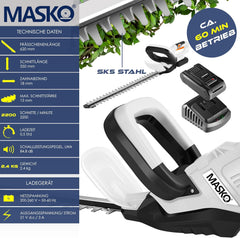 MASKO® Accu Heggenschaar - 57cm snijlengte - Wit