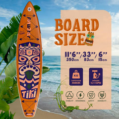 FunWater 350cm SUP Board, opblaasbaar stand-up paddle board voor alle niveaus, ideaal voor beginners & gezinnen, met antislip EVA-deck, peddel, pomp & complete accessoires