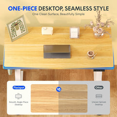 Zit sta bureau - Elektrisch - Verstelbaar - 120x60 cm - Wit/Bruin - QE1M - FLEXISPOT