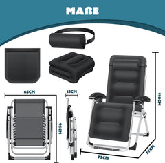 Tuinstoel - Ligstoel - Verstelbaar - Opvouwbaar - Zwart - KESSER®
