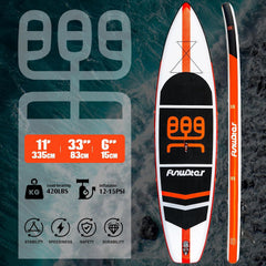 FunWater SUP opblaasbaar stand-up paddleboard, 335x84x15cm, Oranje/Wit