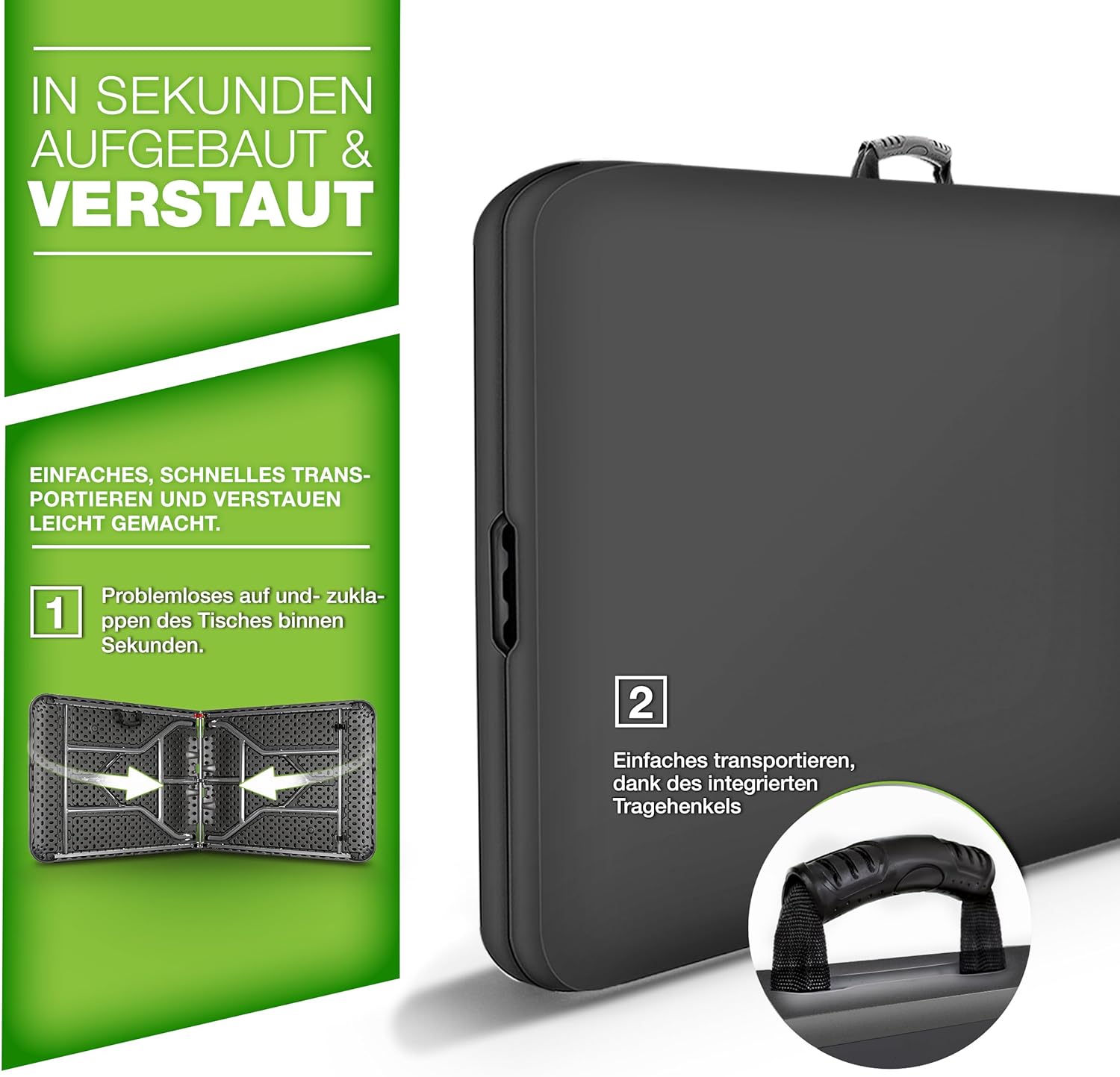 Tillvex® Inklapbare Tafel - Campingtafel - Klaptafel - 180x75cm - Antraciet