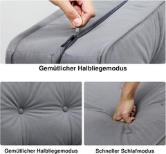 Slaapbank 2 persoons - Logeerbed - Bedbank - 90x210 cm - Grijs - COMHOMA