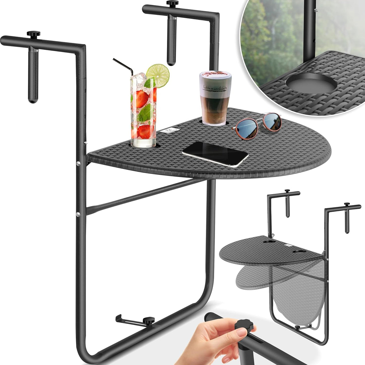 KESSER® Balkontafel - Inklapbaar - Hangtafel - Verstelbaar - Antraciet