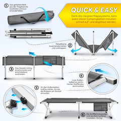 Veldbed - 1 Persoons - Kampeerbed - Stretcher - Grijs - TRESKO®