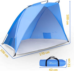 TRESKO® strandscherm incl. draagtas | strandtent met uv-bescherming 50+ | kleine verpakking | waterdicht en ademend