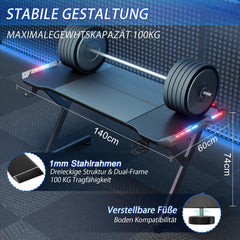 Gaming bureau - Gaming desk - Gaming tafel - 140x60 cm - Zwart - HLONONE