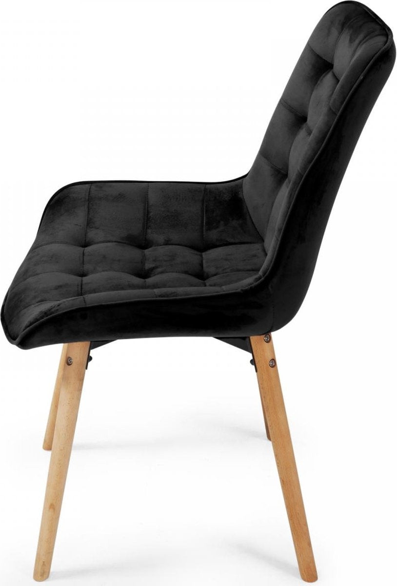 Eetkamerstoelen - Set van 2 - Fluweel - Zwart - MIADOMODO®