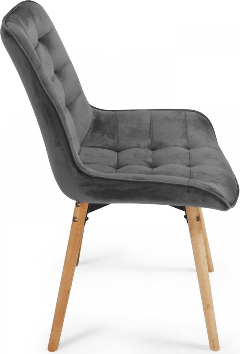 Eetkamerstoelen - Set van 2 - Fluweel - Donkergrijs - MIADOMODO®