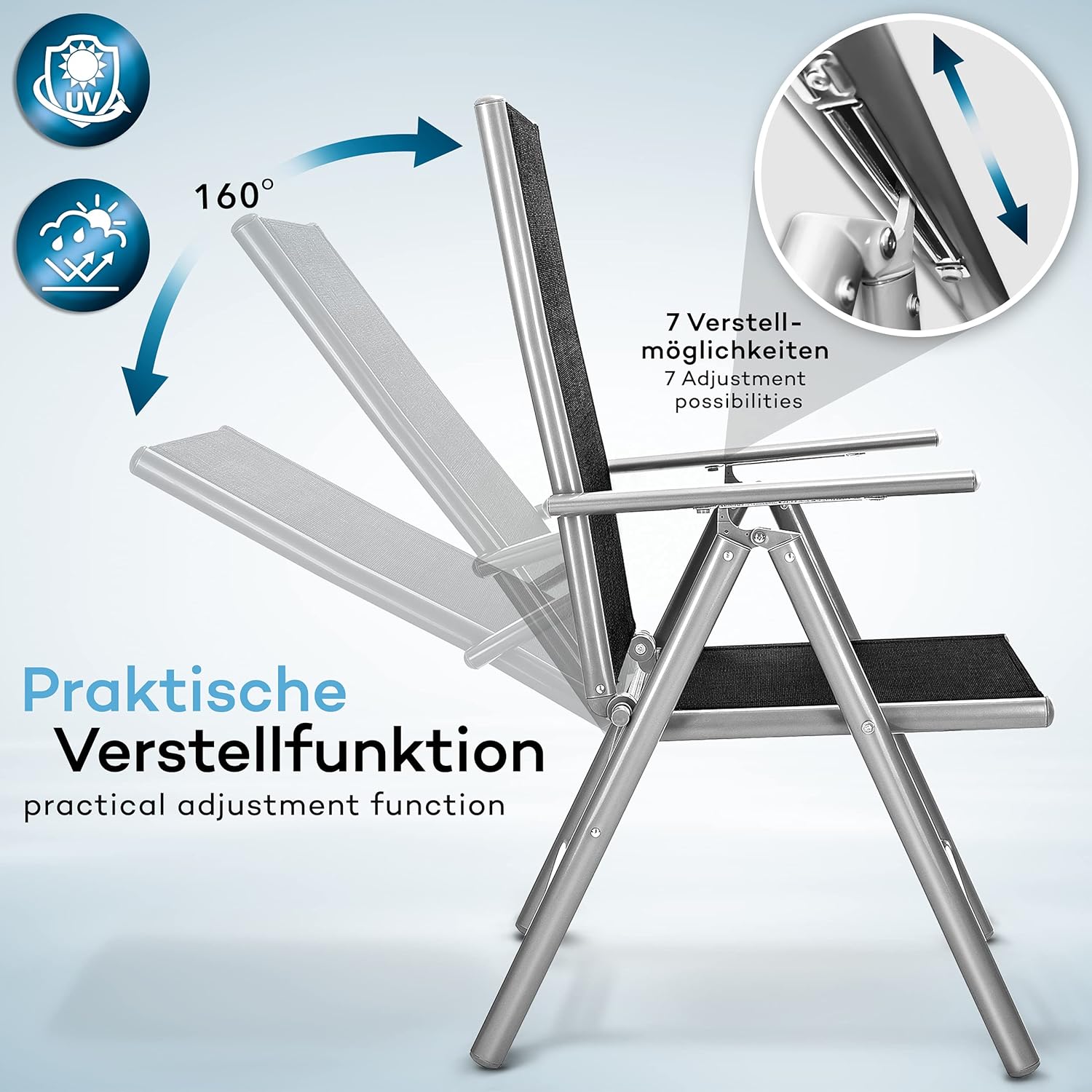 Tuinstoel - Ligstoel - Verstelbaar - Opvouwbaar - Zwart - Tillvex®