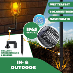 KESSER® 2 Solar Tuinfakkels - Tuinverlichting - Sensor - Zwart