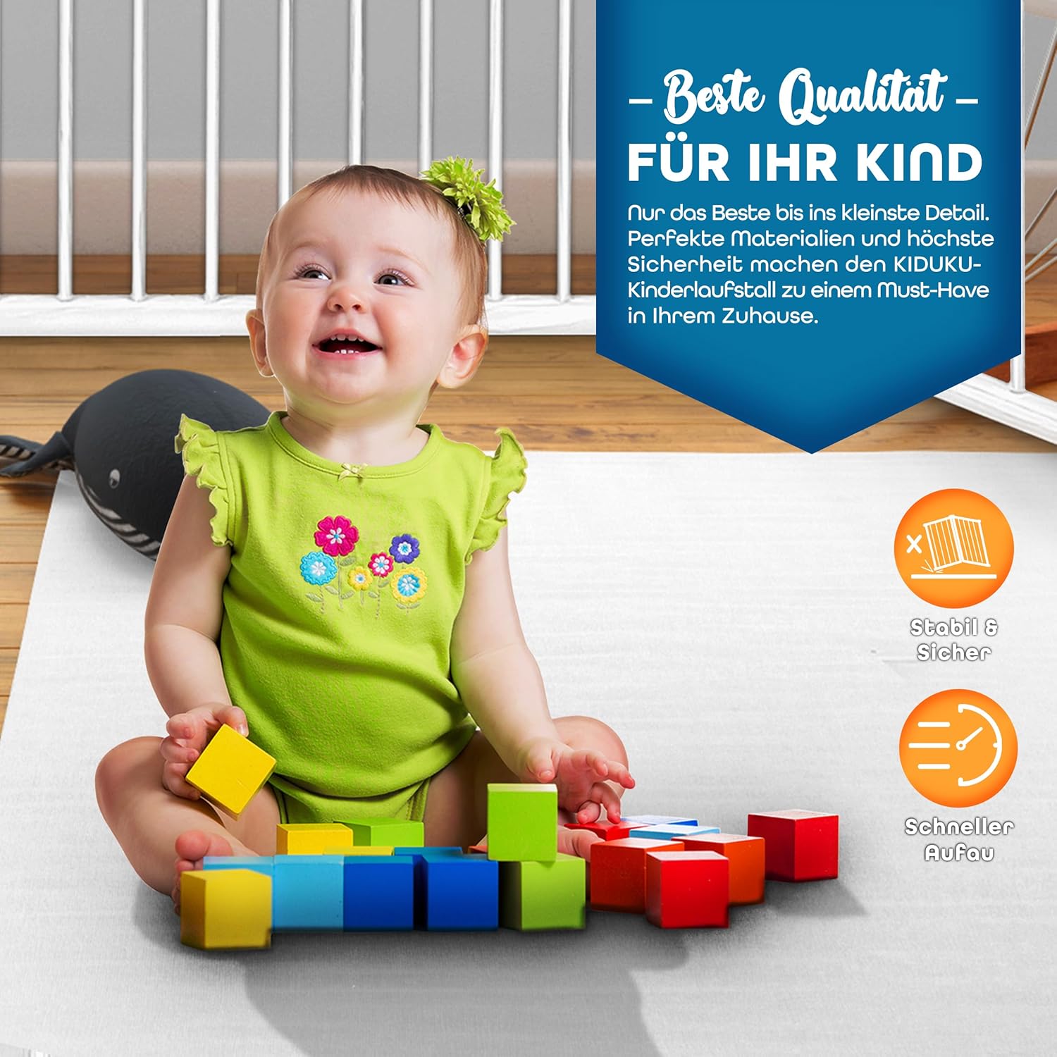 KIDUKU® XXL Babybox - Grondbox - Speelbox - Kinderbox - 7,2m - Wit