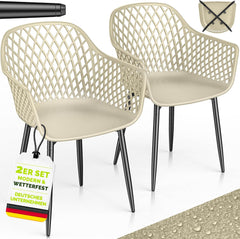 tillvex® Tuinstoelen, set van 2, weerbestendig, met armleuning, outdoorstoelen tot 120 kg belastbaar, uv-bestendig, terrasstoel, tuinmeubelen, terras, balkon, outdoor, tuin