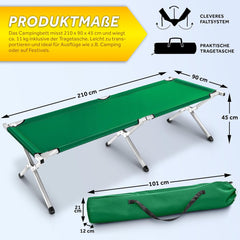 Veldbed - 1 Persoons - Kampeerbed - Stretcher - Groen - TRESKO®