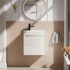 UEV Wastafel met onderkast, 50,5 cm, gasten-wc, wastafel, wastafel met onderkast, hangende wastafel, badkamermeubelset voor badkamer, wit