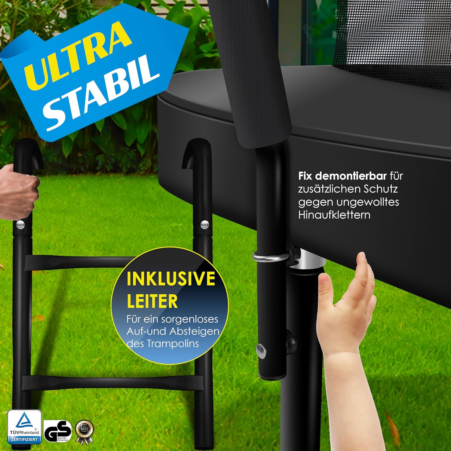 KESSER® Trampoline Ø244 cm - Veiligheidsnet en Ladder - tot 150 kg belasting - Oranje