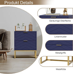 Nachtkastje set van 2 - Bijzettafel - Opbergkastje - 56,5x56x33x5 cm - Blauw - UEV