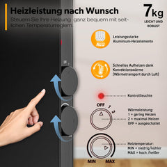 Convectorkachel - Elektrisch - Kachel - Heater - Verwarming - Zwart - 1500W - TRESKO •