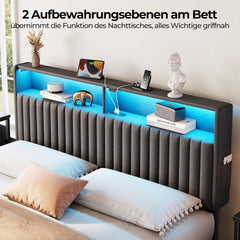 Bedframe met lattenbodem - 90x200 cm - Metaal - Grijs - Rolanstar