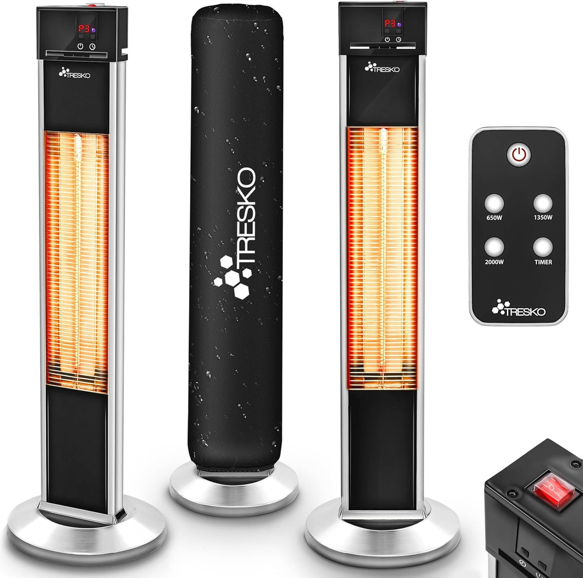 Terrasverwarmer - Infrarood Verwarming - Elektrisch - Heater - 2000W - Zilver - TRESKO®