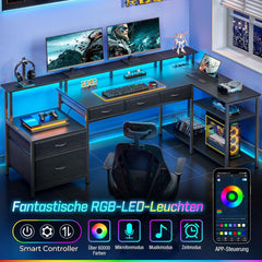 Bureau - Computertafel - Hoekbureau - 163x88 cm - Grijs - Rolanstar