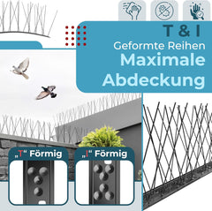 KESSER® Duivenafweer, vogelafweer, 2 m spikes, vogel/duivenverschrikker, 304 roestvrij staal, effectieve bescherming tegen duiven en vogels, voor balkon, dak, raam en tuin, vogelafschrikking, spiesen