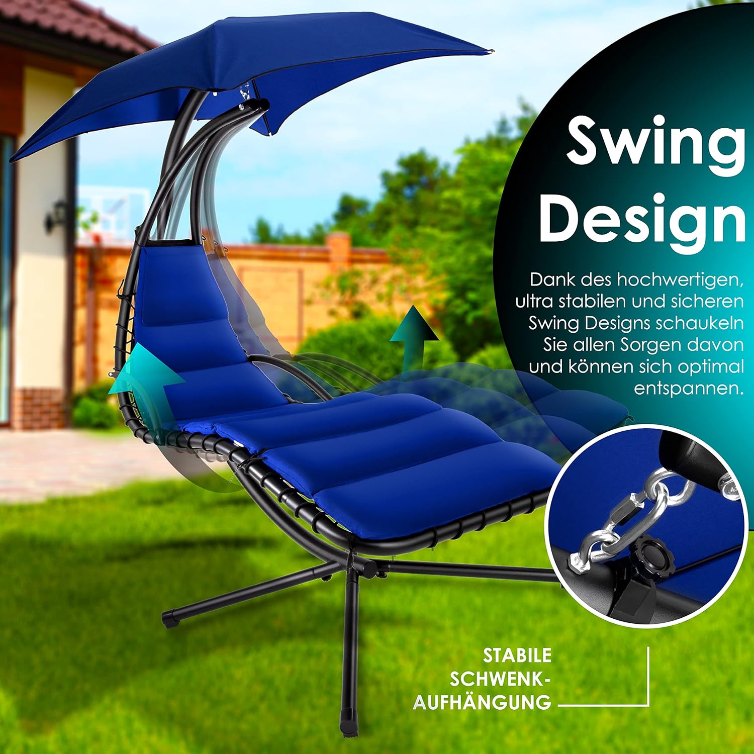 Kesser® Hangstoel - Ligstoel - Ligbed - 200x194x100cm - Blauw