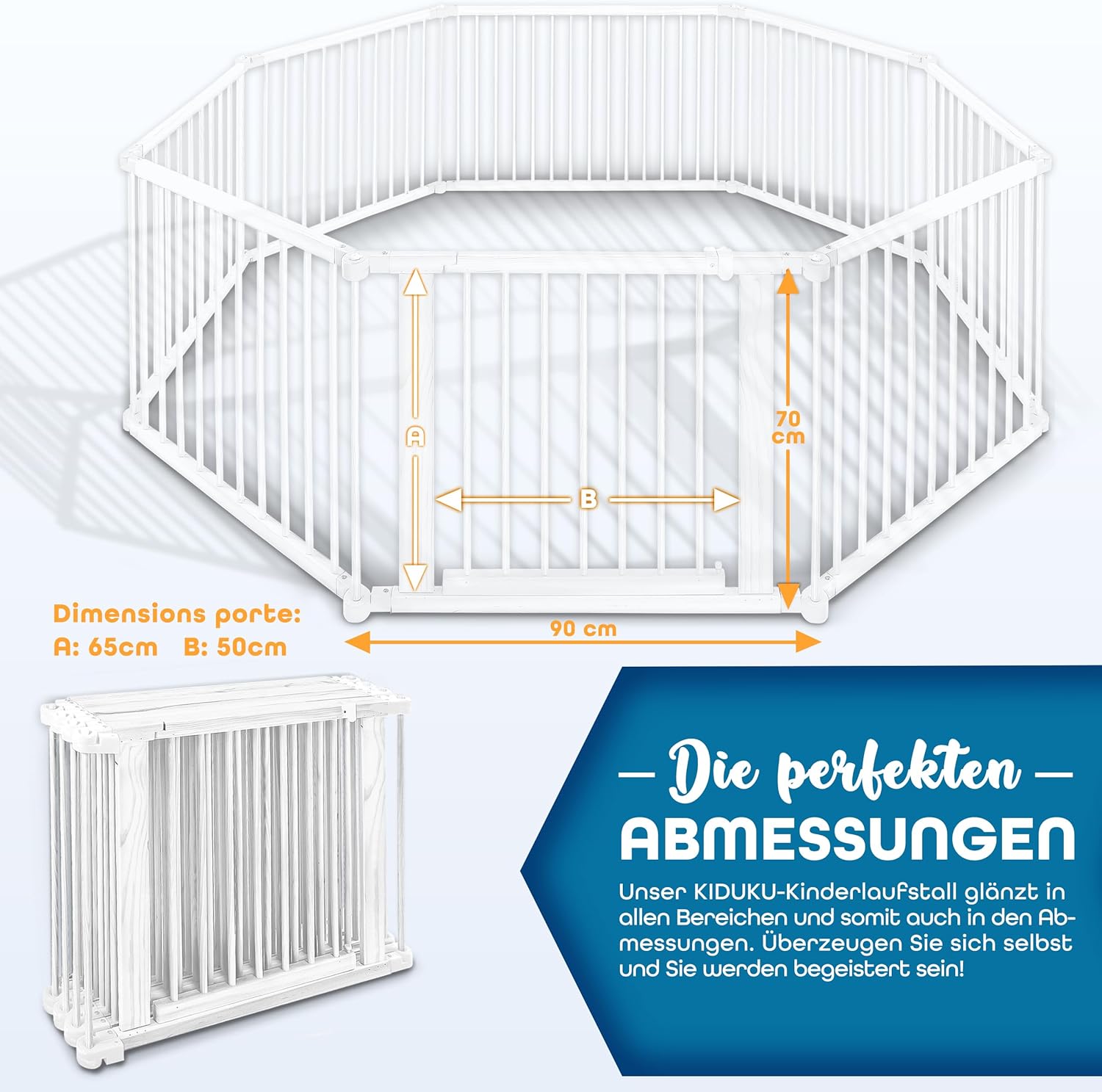 KIDUKU® XXL Babybox - Grondbox - Speelbox - Kinderbox - 7,2m - Wit